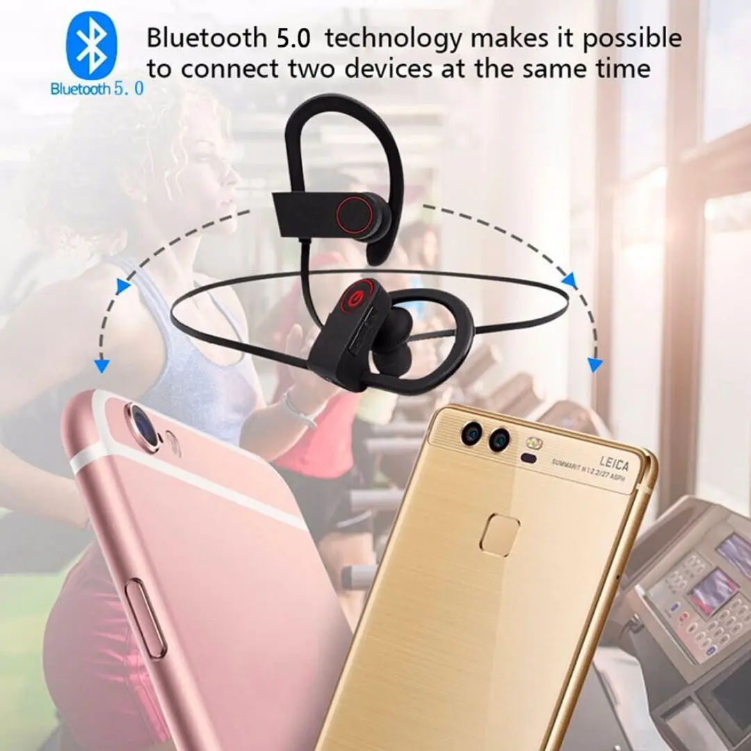 Écouteurs Bluetooth 5.0 Sport, Intra-Auriculaires sans Fil Type Tour de Cou, avec Microphone pour iOS Android – Image 3