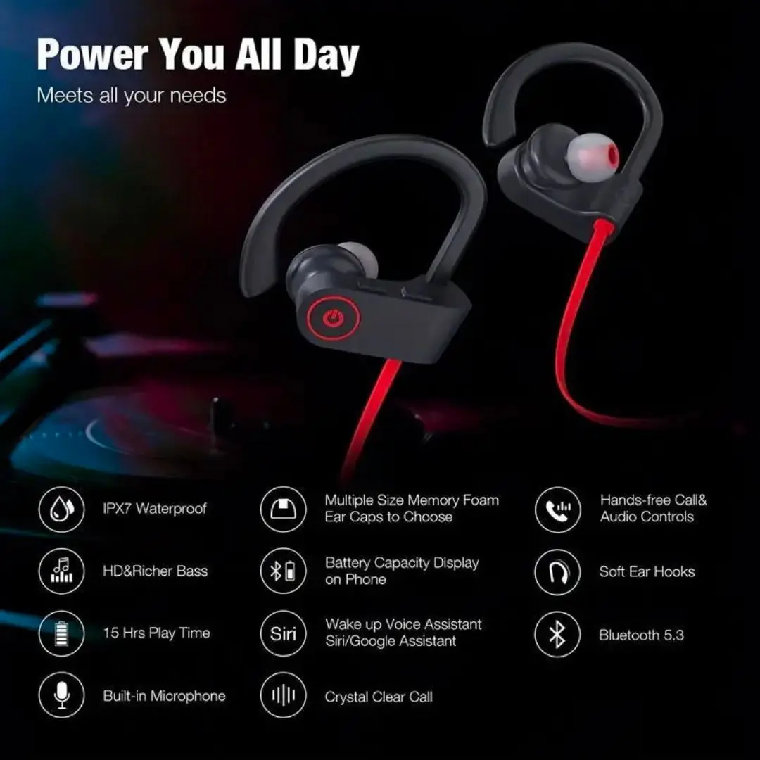 Écouteurs Bluetooth 5.0 Sport, Intra-Auriculaires sans Fil Type Tour de Cou, avec Microphone pour iOS Android – Image 6
