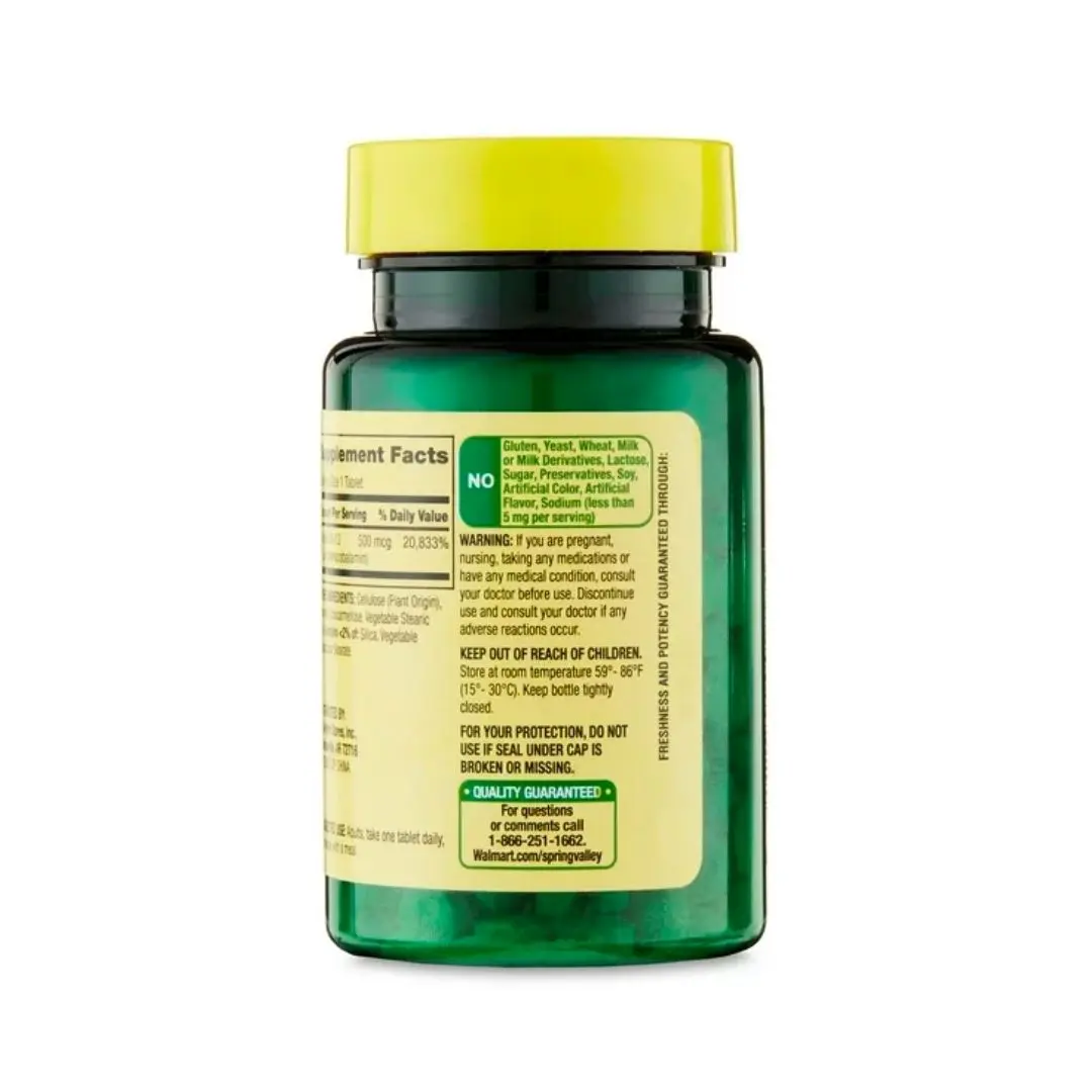 SPRIND VALLEY vitamine B12, 500 mcg, 100 comprimés – Image 2