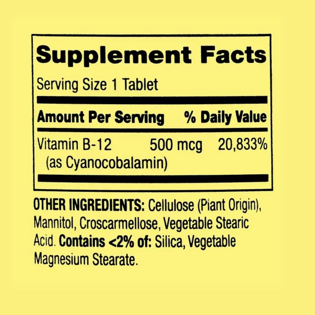 SPRIND VALLEY vitamine B12, 500 mcg, 100 comprimés – Image 3