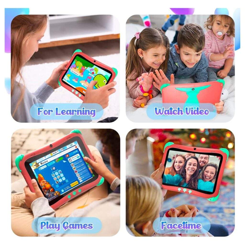 Weelikeit Tablette Enfant 8 Pouces – 32 Go, Contrôle Parental, Coque Antichoc Et Support, Wifi Bluetooth, Android 11, Rose !