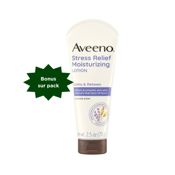 Aveeno Stress Relief Moisturizing, Lotion hydratante pour le corps anti-stress avec huiles essentielles de lavande, d'avoine naturelle, Pack de 2, 532 mL – Image 3