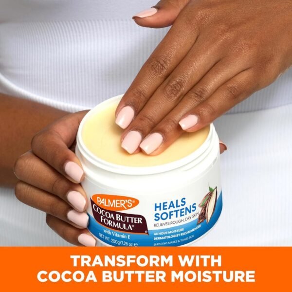 Palmer's Crème solide au beurre de cacao et à la vitamine E, hydratante pour le corps, pour peau extrêmement sèche, adoucissante et apaisante, 270 g – Image 4