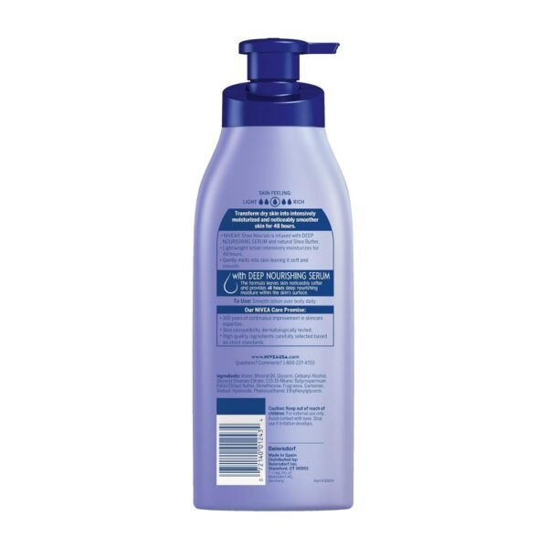 NIVEA Shea Nourish, Lotion hydratante pour peau sèche au beurre de karité, 500 mL – Image 2