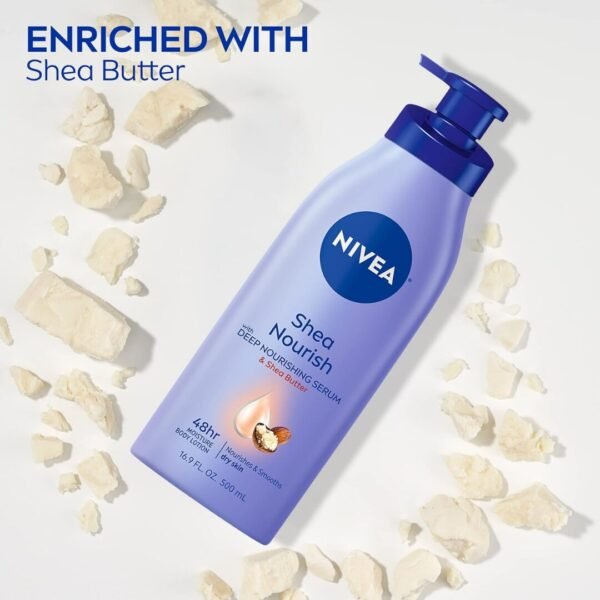 NIVEA Shea Nourish, Lotion hydratante pour peau sèche au beurre de karité, 500 mL – Image 3