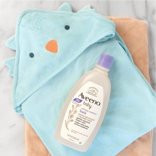 AVEENO BABY Calming Comfort Bath,  Bain apaisant et confortable avec parfums relaxants de lavande et de vanille, hypoallergénique et sans larmes, sans paraben ni phtalate, 532 mL – Image 3