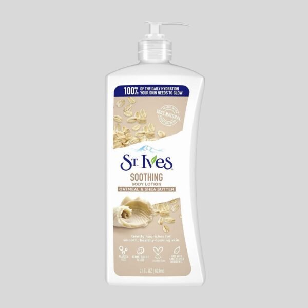 St. Ives Lotion apaisante pour les mains et le corps, hydratante pour peau sèche à base d'avoine, de beurre de karité et d'hydratants 100 % naturels,  621 mL