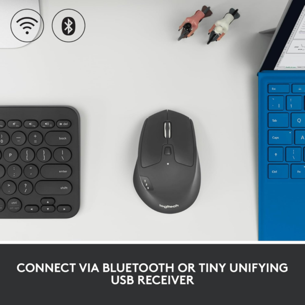 Logitech M720 Triathlon – Souris Sans Fil Multi-Dispositif, Bluetooth & USB, 6 Boutons Programmables – Noire – Image 3