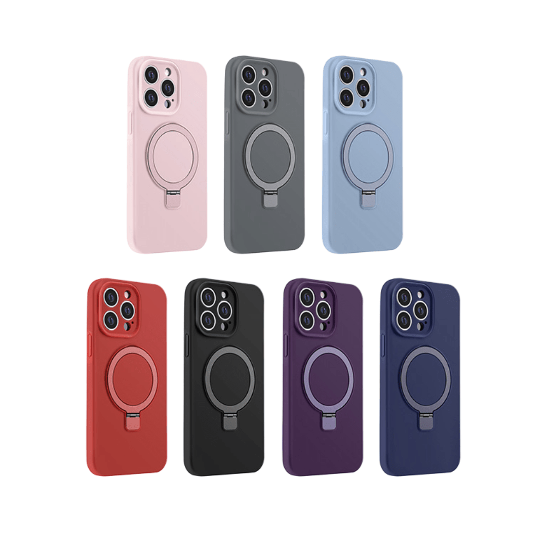 Coque Magnétique en Silicone avec Anneau-support pour iPhone 14 Pro Max , Bleu Marine – Image 3