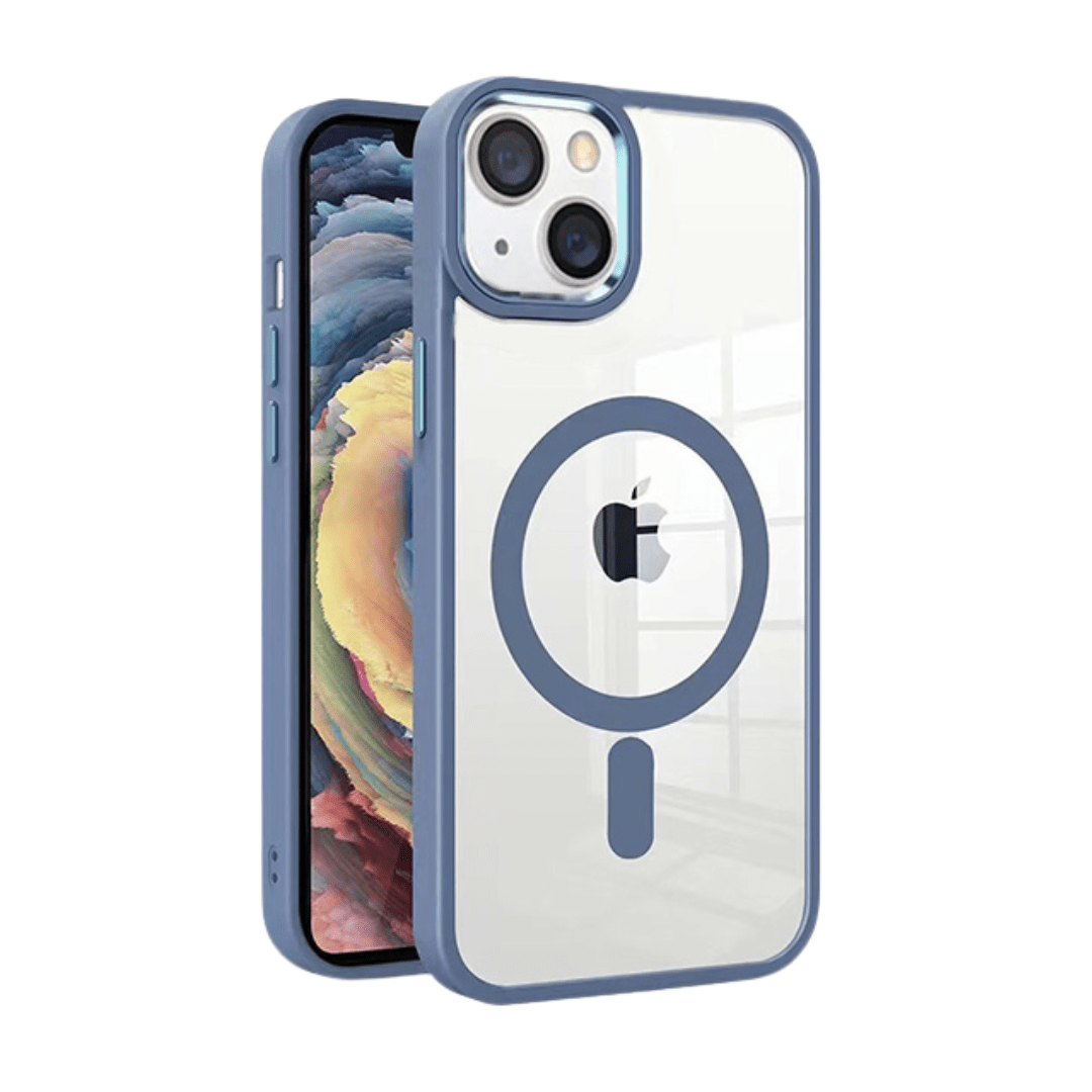 Coque Magnétique Transparente MagSafe pour iPhone 15 , MT Series, Bleu